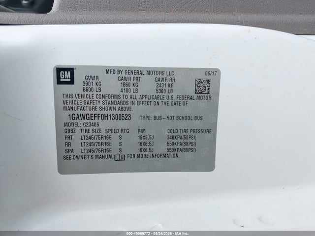 Chevrolet Express 2500 Ls 2017 1GAWGEFF0H1300523 Image 9