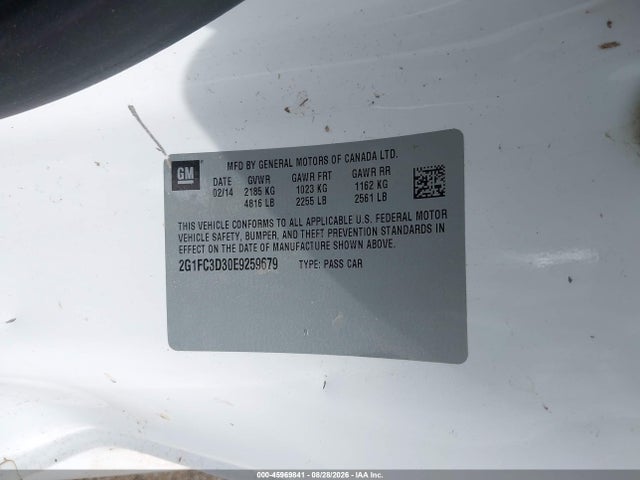 Aukcja sprzedaży 2014 Chevrolet Camaro 2lt, vin: 2G1FC3D30E9259679, numer aukcji: 45969841