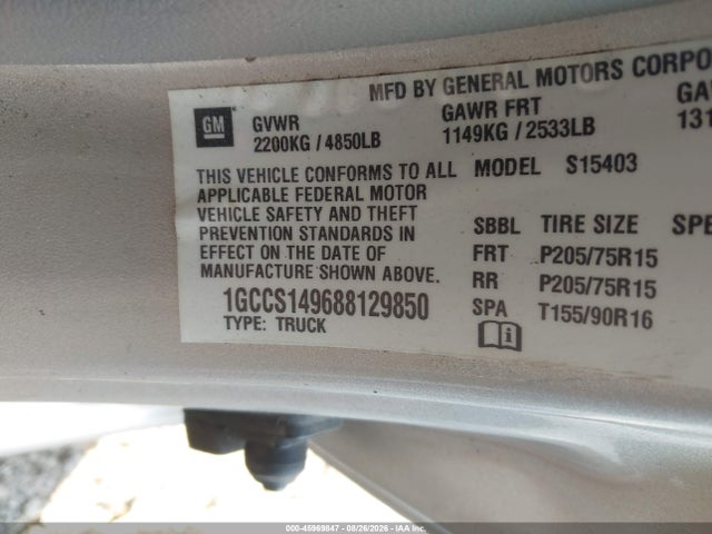 Aukcja sprzedaży 2008 Chevrolet Colorado, vin: 1GCCS149688129850, numer aukcji: 45969847