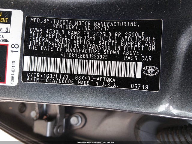 4T1BK1EB6HU253925 Toyota Avalon Touring
