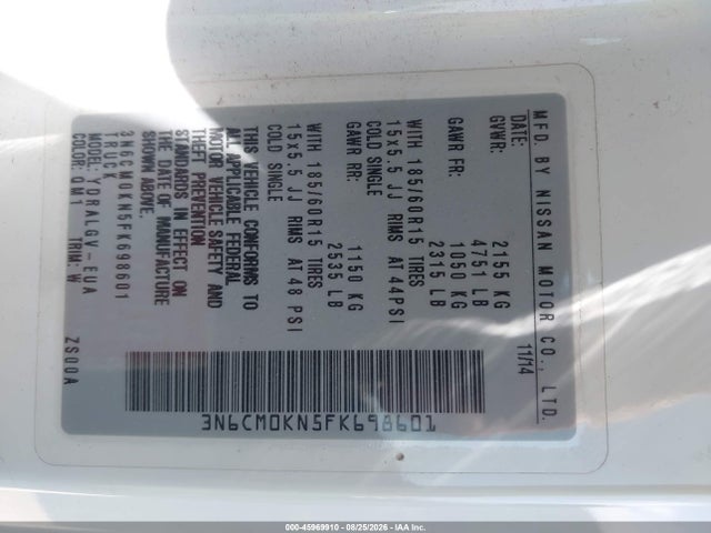 Nissan NV200 SV 2015 3N6CM0KN5FK698601 Image 9