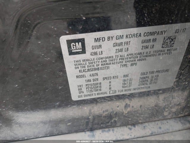 Продаж на аукціоні авто 2017 Buick Encore Preferred Ii, vin: KL4CJBSB9HB163731, номер лоту: 45969927