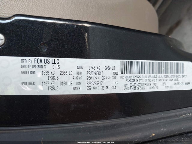 2016 Chrysler Town & Country Limited Platinum მანქანა იყიდება აუქციონზე, vin: 2C4RC1GG8GR150848, აუქციონის ნომერი: 45969942
