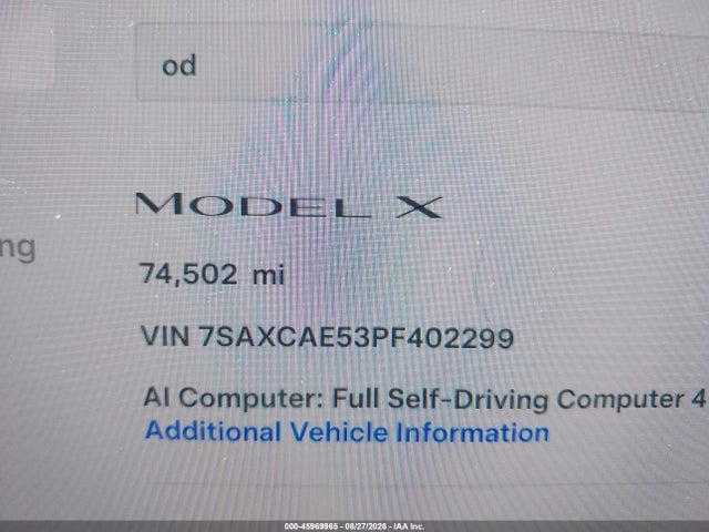 Tesla Model X Dual Motor All-wheel Drive/standard Range 2023 7SAXCAE53PF402299 Image 15