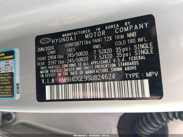 Aukcja sprzedaży 2025 Hyundai Palisade Sel Premium, vin: KM8R4DGE9SU824624, numer aukcji: 45970013