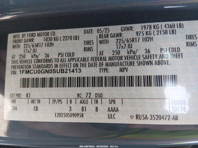 1FMCU0GN0SUB21413 Ford Escape Active