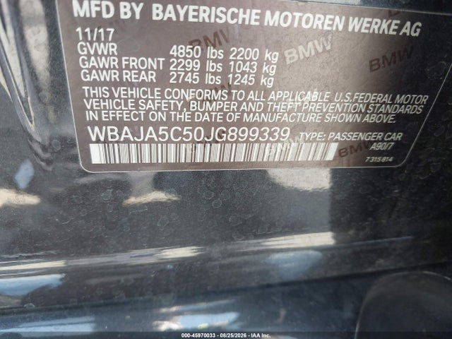 WBAJA5C50JG899339 BMW 530I