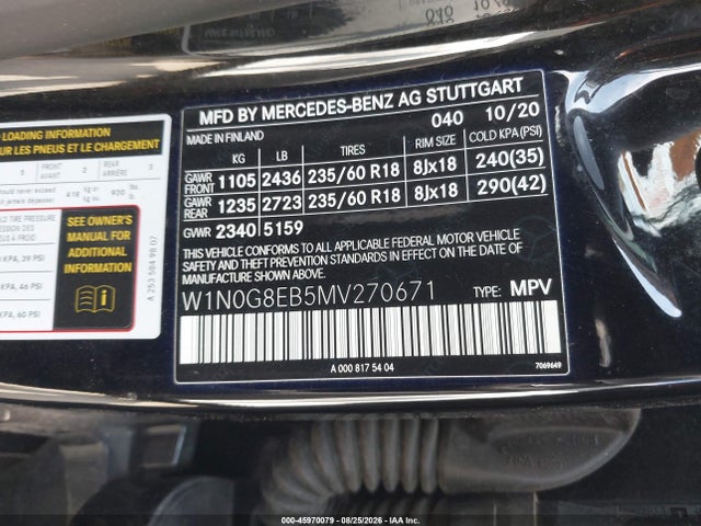 W1N0G8EB5MV270671 Mercedes-Benz Glc 300 4matic Suv