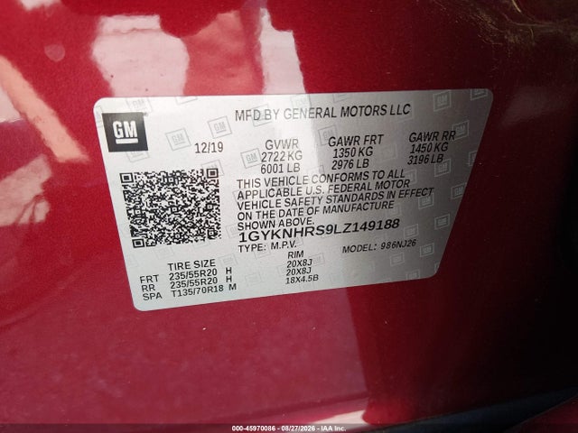 Продажа на аукционе авто 2020 Cadillac Xt5 Awd Sport, vin: 1GYKNHRS9LZ149188, номер лота: 45970086