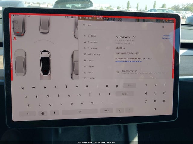 Aukcja sprzedaży 2022 Tesla Model Y Long Range Dual Motor All-wheel Drive, vin: 7SAYGDEE7NF423390, numer aukcji: 45970095