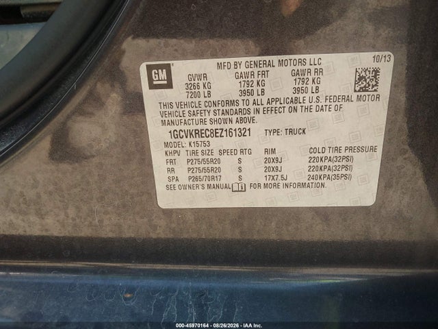 Aukcja sprzedaży 2014 Chevrolet Silverado 1500 Lt, vin: 1GCVKREC8EZ161321, numer aukcji: 45970164