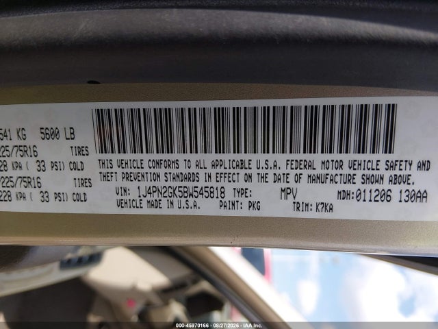 Продаж на аукціоні авто 2011 Jeep Liberty Sport, vin: 1J4PN2GK5BW545818, номер лоту: 45970166
