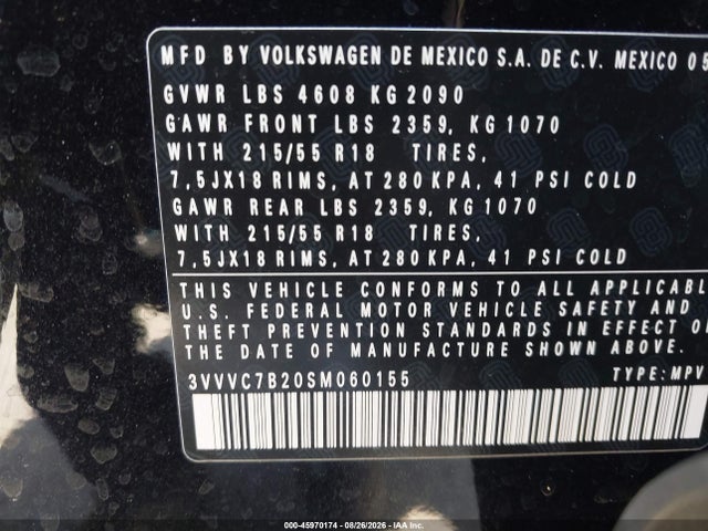 3VVVC7B20SM060155 Volkswagen Taos 1.5t Se