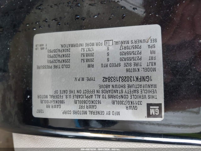 Продажа на аукционе авто 2008 Chevrolet Tahoe Ltz, vin: 1GNFK13028J183842, номер лота: 45970239
