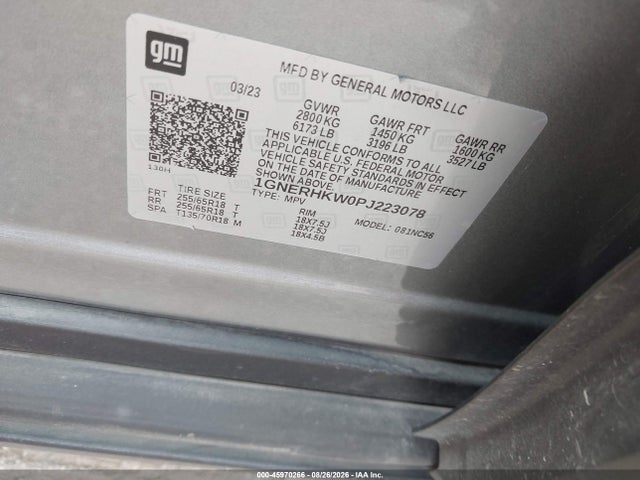 Продаж на аукціоні авто 2023 Chevrolet Traverse Fwd Lt Leather, vin: 1GNERHKW0PJ223078, номер лоту: 45970266