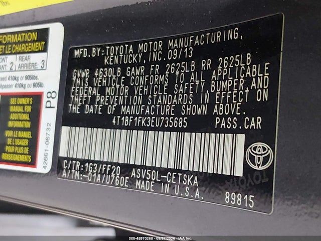 4T1BF1FK3EU735685 Toyota Camry Se Sport