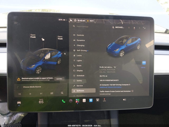 Продажа на аукционе авто 2021 Tesla Model Y Long Range Dual Motor All-wheel Drive, vin: 5YJYGDEE1MF293571, номер лота: 45970279