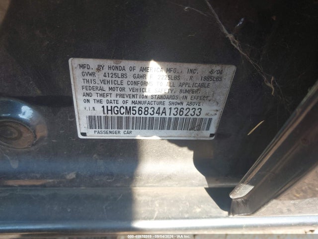 Продажа на аукционе авто 2004 Honda Accord 2.4 Ex, vin: 1HGCM56834A136233, номер лота: 45970289