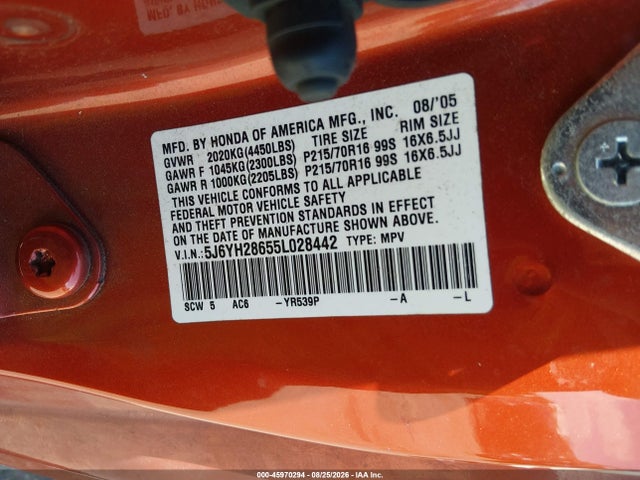 Продажа на аукционе авто 2005 Honda Element Ex, vin: 5J6YH28655L028442, номер лота: 45970294