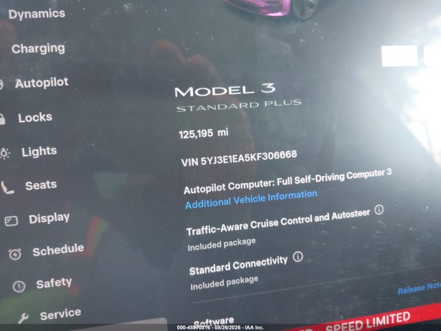 45970316 :رقم المزاد ، 5YJ3E1EA5KF306668 vin ، 2019 Tesla Model 3 Long Range/mid Range/standard Range/standard Range Plus مزاد بيع