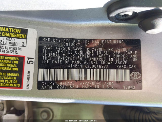 Toyota CAMRY LE 2018 4T1B11HK3JU046977 Image 9