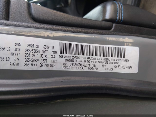 Aukcja sprzedaży 2019 Jeep Grand Cherokee Upland 4x2, vin: 1C4RJEAG9KC699174, numer aukcji: 45970398