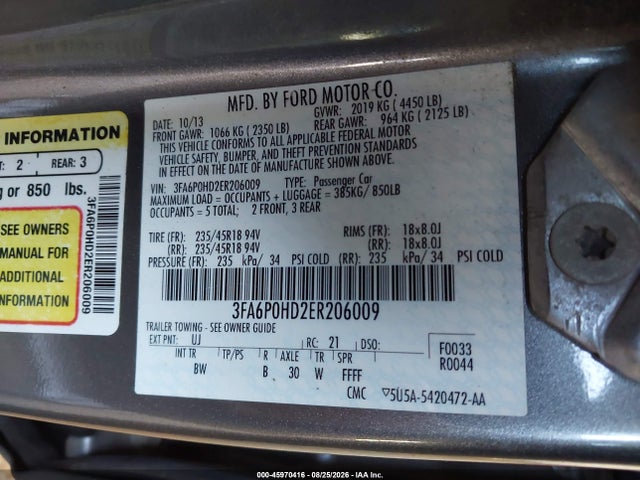 3FA6P0HD2ER206009 Ford FUSION SE