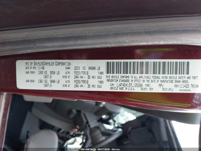 45970470 :رقم المزاد ، 1J4FA24137L135286 vin ، 2007 Jeep Wrangler X مزاد بيع