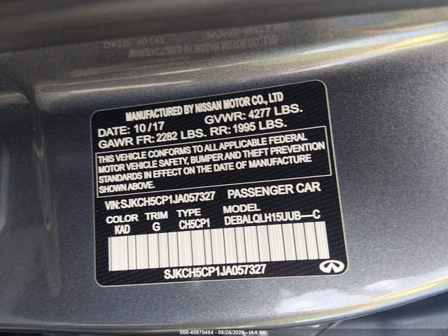 Auction sale of the 2018 Infiniti Qx30 Luxury, vin: SJKCH5CP1JA057327, lot number: 45970484