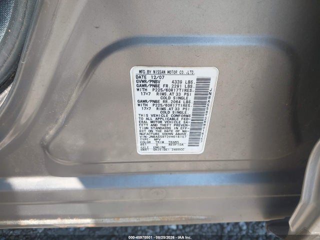 2008 Nissan Rogue Sl მანქანა იყიდება აუქციონზე, vin: JN8AS58T28W016157, აუქციონის ნომერი: 45970501