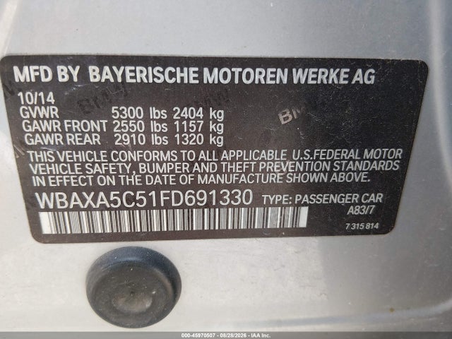45970507 :رقم المزاد ، WBAXA5C51FD691330 vin ، 2015 Bmw 535d مزاد بيع