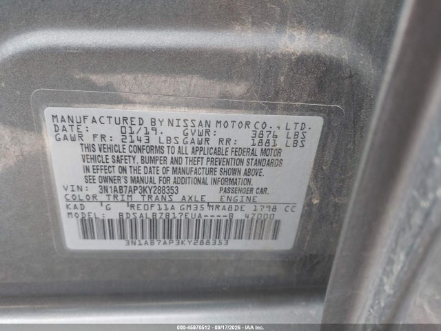 3N1AB7AP3KY288353 Nissan SENTRA S