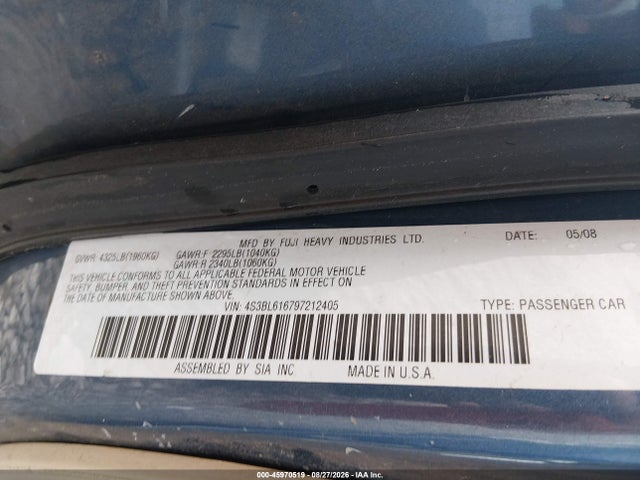 Aukcja sprzedaży 2009 Subaru Legacy 2.5i, vin: 4S3BL616797212405, numer aukcji: 45970519