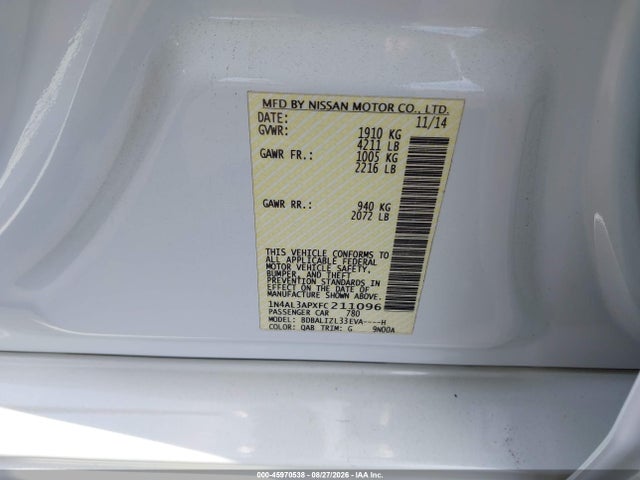 Nissan Altima 2.5 Sv 2015 1N4AL3APXFC211096 Image 9