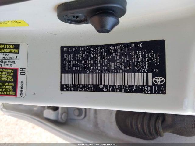Продаж на аукціоні авто 2014 Toyota Corolla S Plus, vin: 5YFBURHE8EP144037, номер лоту: 45970560