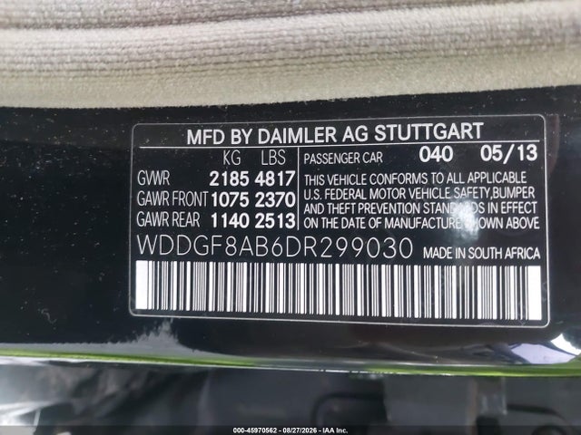 45970562 :رقم المزاد ، WDDGF8AB6DR299030 vin ، 2013 Mercedes-benz C 300 Sport 4matic مزاد بيع