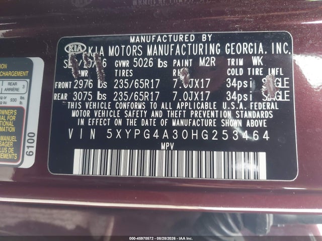 Продаж на аукціоні авто 2017 Kia Sorento 2.4l Lx, vin: 5XYPG4A30HG253464, номер лоту: 45970572