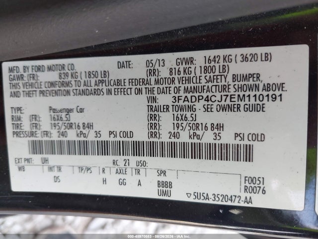 Продаж на аукціоні авто 2014 Ford Fiesta Titanium, vin: 3FADP4CJ7EM110191, номер лоту: 45970583