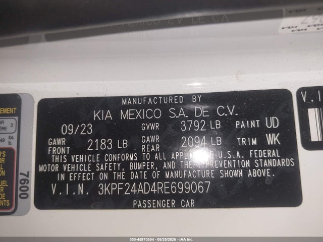 KIA FORTE LX 2024 3KPF24AD4RE699067 Image 9