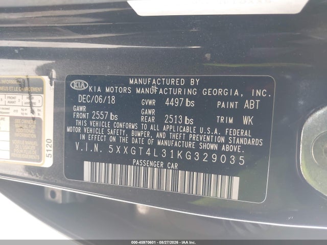 KIA Optima Lx 2019 5XXGT4L31KG329035 Image 9