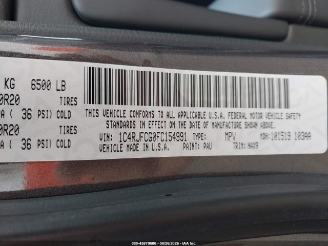 Jeep Grand Cherokee High Altitude 2015 1C4RJFCG0FC154991 Image 9