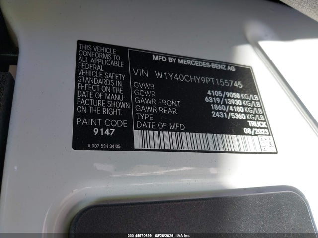 W1Y40CHY9PT155745 Mercedes-Benz Sprinter 2500 High Roof 4-cyl Gas
