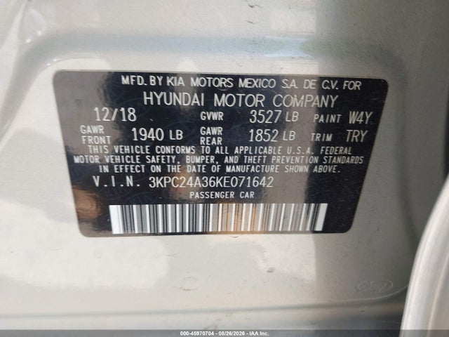 Hyundai ACCENT SE 2019 3KPC24A36KE071642 Image 9