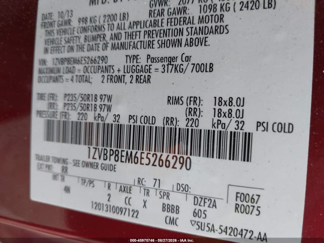 1ZVBP8EM6E5266290 Ford Mustang V6 Premium