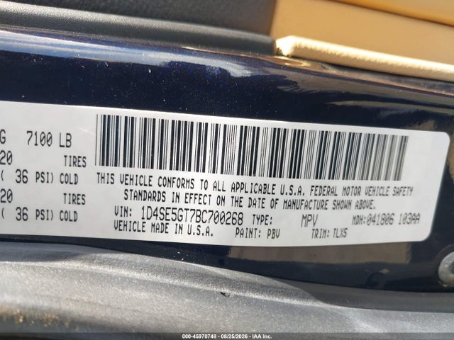 45970748 :رقم المزاد ، 1D4SE5GT7BC700268 vin ، 2011 Dodge Durango Citadel مزاد بيع