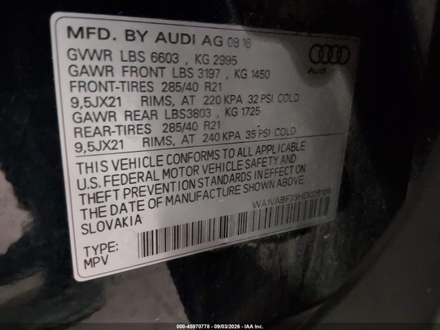 WA1VABF73HD026108 Audi Q7 3.0t Premium