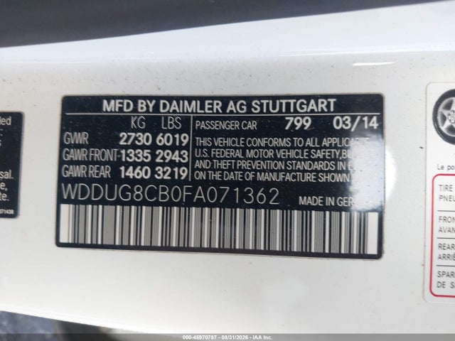 Mercedes-Benz S 550 2015 WDDUG8CB0FA071362 Image 9
