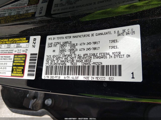 Toyota Tacoma Sr5 2025 3TYLB5JN5ST074856 Image 9