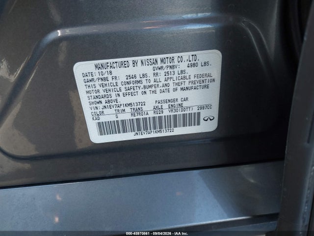 JN1EV7AP1KM513722 Infiniti Q50 3.0t Luxe
