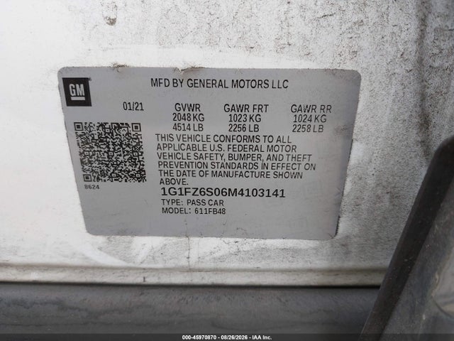 Продаж на аукціоні авто 2021 Chevrolet Bolt Ev Fwd Premier, vin: 1G1FZ6S06M4103141, номер лоту: 45970870
